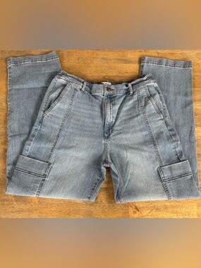 Nine West Light Blue Straight Leg Cargo Pocket Jeans